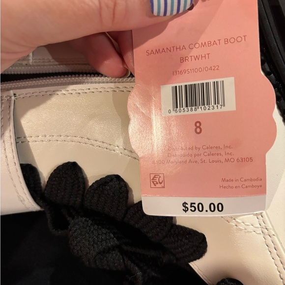 Sam & Libby Samantha Combat Boots 8 New Faux Leather Zip Lace Up Embellished - Picture 7 of 7